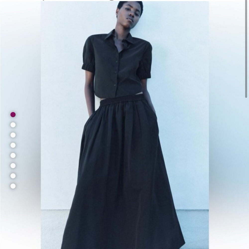 NWT ZARA black midi skirt set size Small